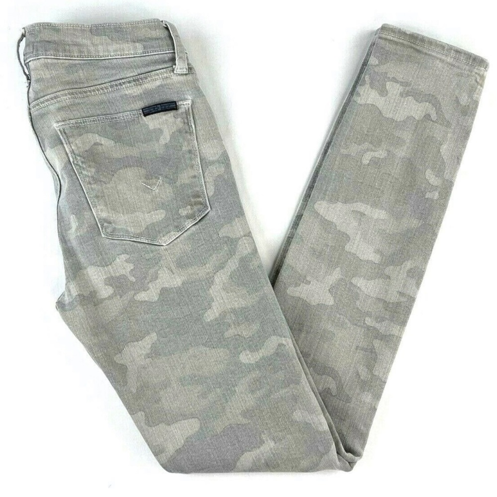 Hudson Womens Nico Mid Rise Ankle Super Skinny Jeans In Slate Green Camo 25 x 27
